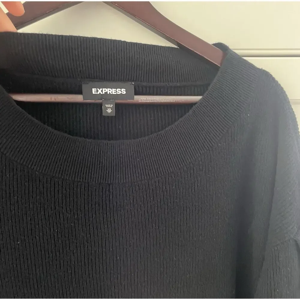 Express ribbed knit sweater women’s Sz. XS black - Picture 2 of 7